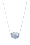Large Mother of Pearl Shell Single Sliding Necklace on Sterling Silver Chain 18"