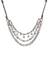3 strand pearl necklace Solid knotted and single drop necklace