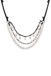 3 strand pearl necklace Solid knotted and single drop necklace