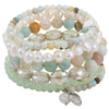 6 strand Sea Foam Green Pearl Crystal Agate Wrap Bracelet