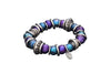 Stretchy Purple and Blue Baroque Pearl Bracelet with Rings