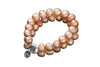Double Strand Baroque Pearl Bracelet With Magnetic Clap 18k white gold plating.