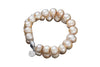 Double Strand Baroque Pearl Bracelet With Magnetic Clap 18k white gold plating.
