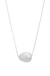 Large Mother of Pearl Shell Single Sliding Necklace on Sterling Silver Chain 18"