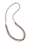 Rose Gold, Silver, Brown Long 3 strand necklace