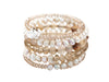 6 strand Light Brown Pearl Crystal Agate Wrap Bracelet