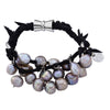 braided black and grey pearl bracelet