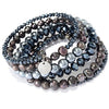 Black Pearl 6 strand pearl and crystal wrap bracelet