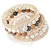Brown 6 strand pearl and crystal wrap bracelet