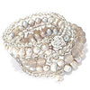 Grey 6 stand pearl crystal and agate wrap bracelet.